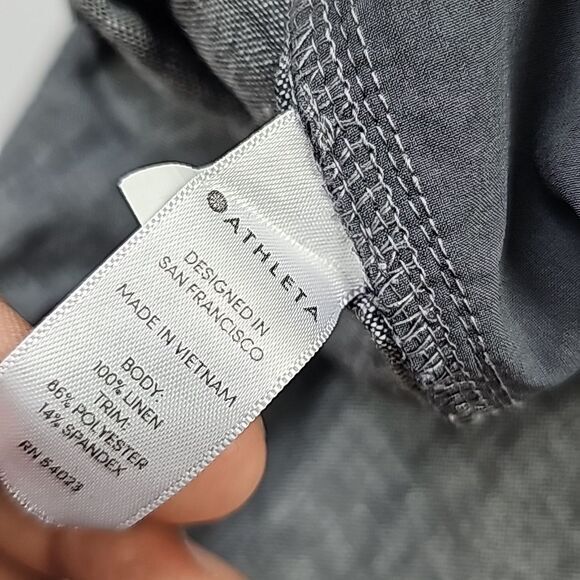 Athleta -140 Bali Linen Ankle Pant in Flint Grey Heather‎ #175799 size 8 - Picture 4 of 12